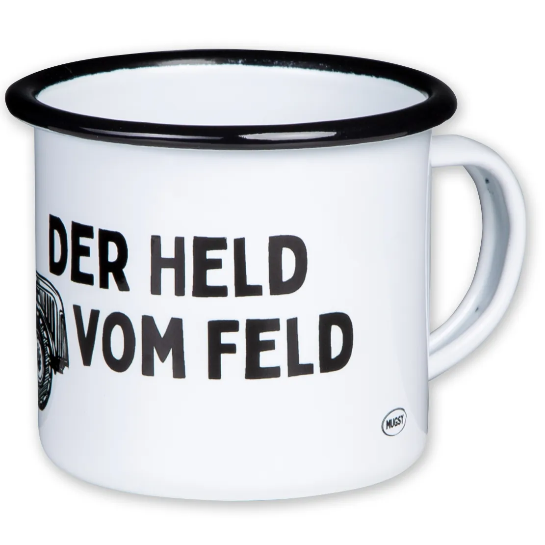 HELD VOM FELD Emaillebecher mit Traktor Motiv