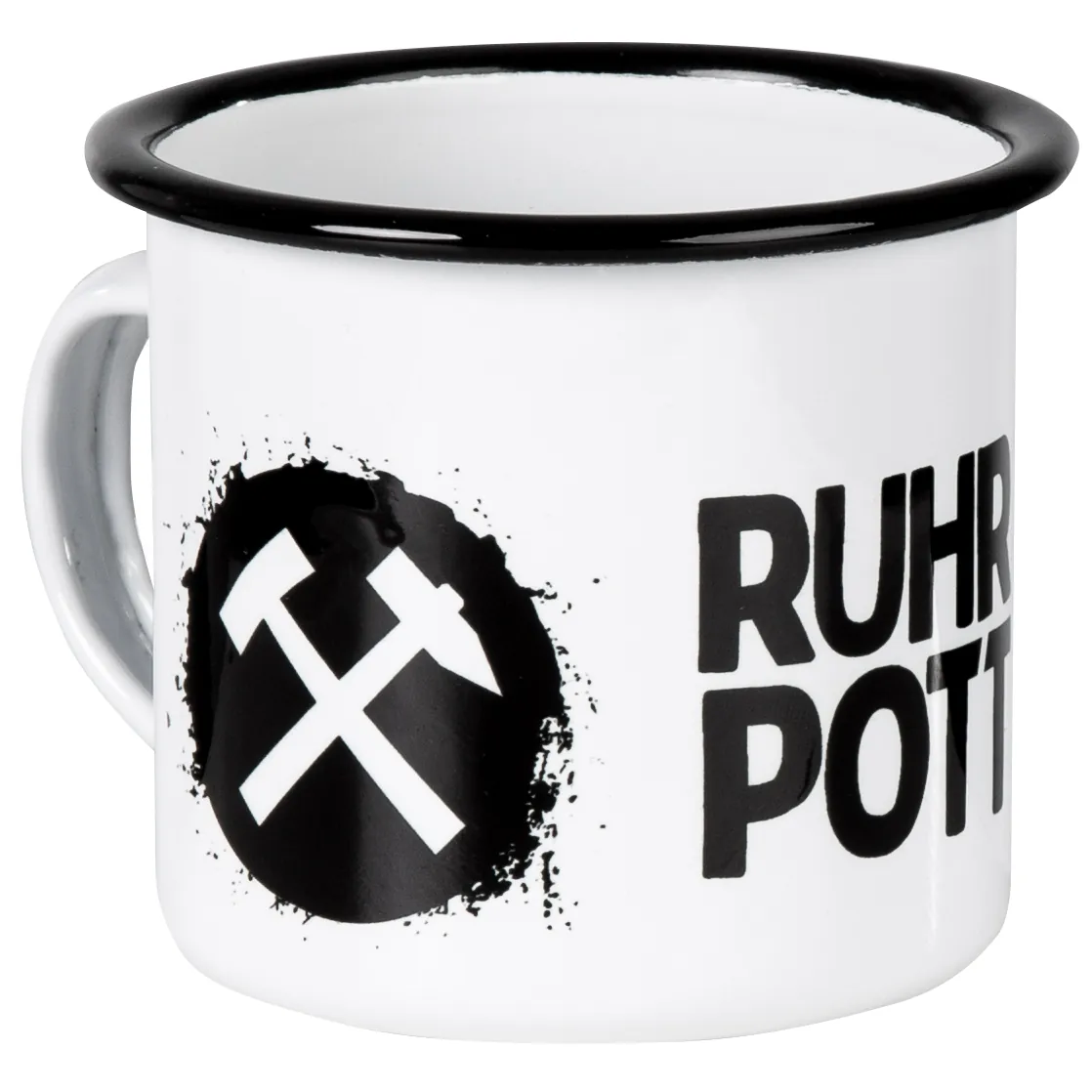RUHRPOTT Emaillebecher mit Schlägel und Eisen Motiv