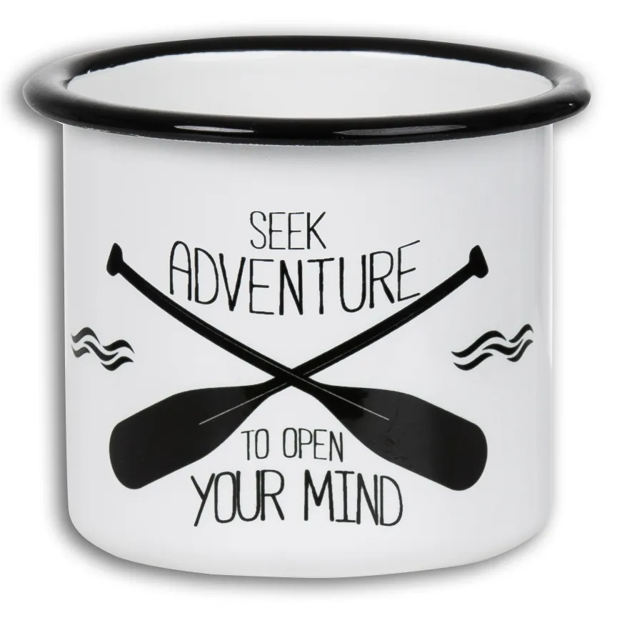 SEEK ADVENTURE Emaillebecher weiß