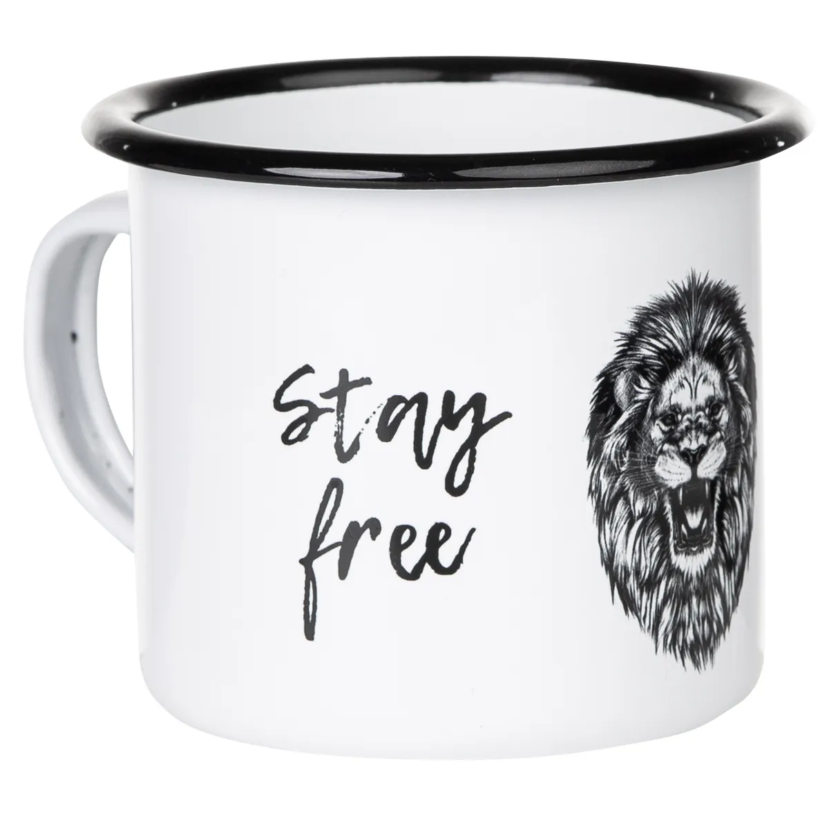 Emaillebecher "STAY WILD - STAY FREE"-Serie mit Motiv