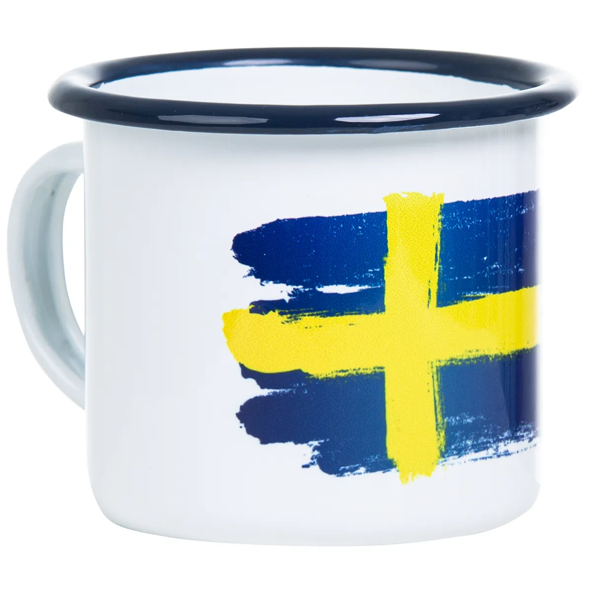 SCHWEDEN Emaillebecher mit Flaggen Motiv