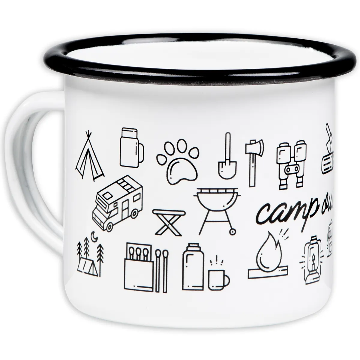 CAMP OUT Emaillebecher weiß
