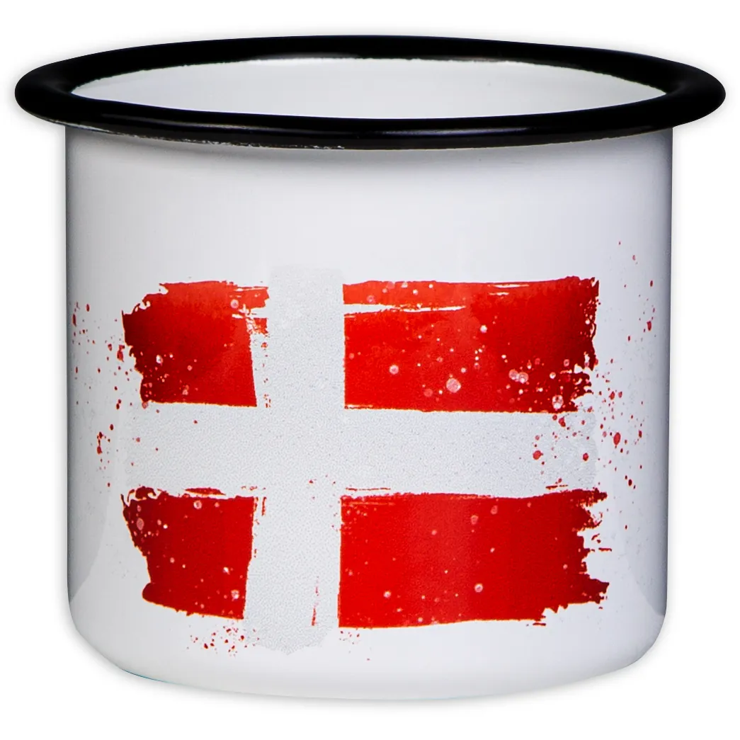 DÄNEMARK Emaillebecher mit Flaggen Motiv