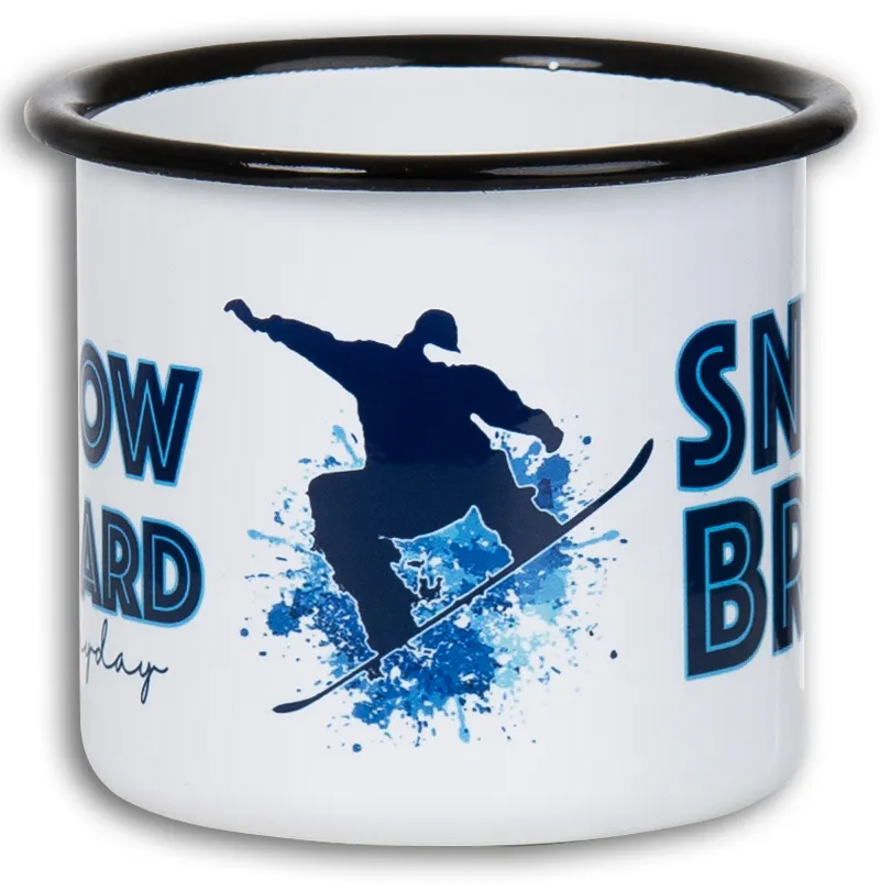 SNOWBOARD Emaillebecher