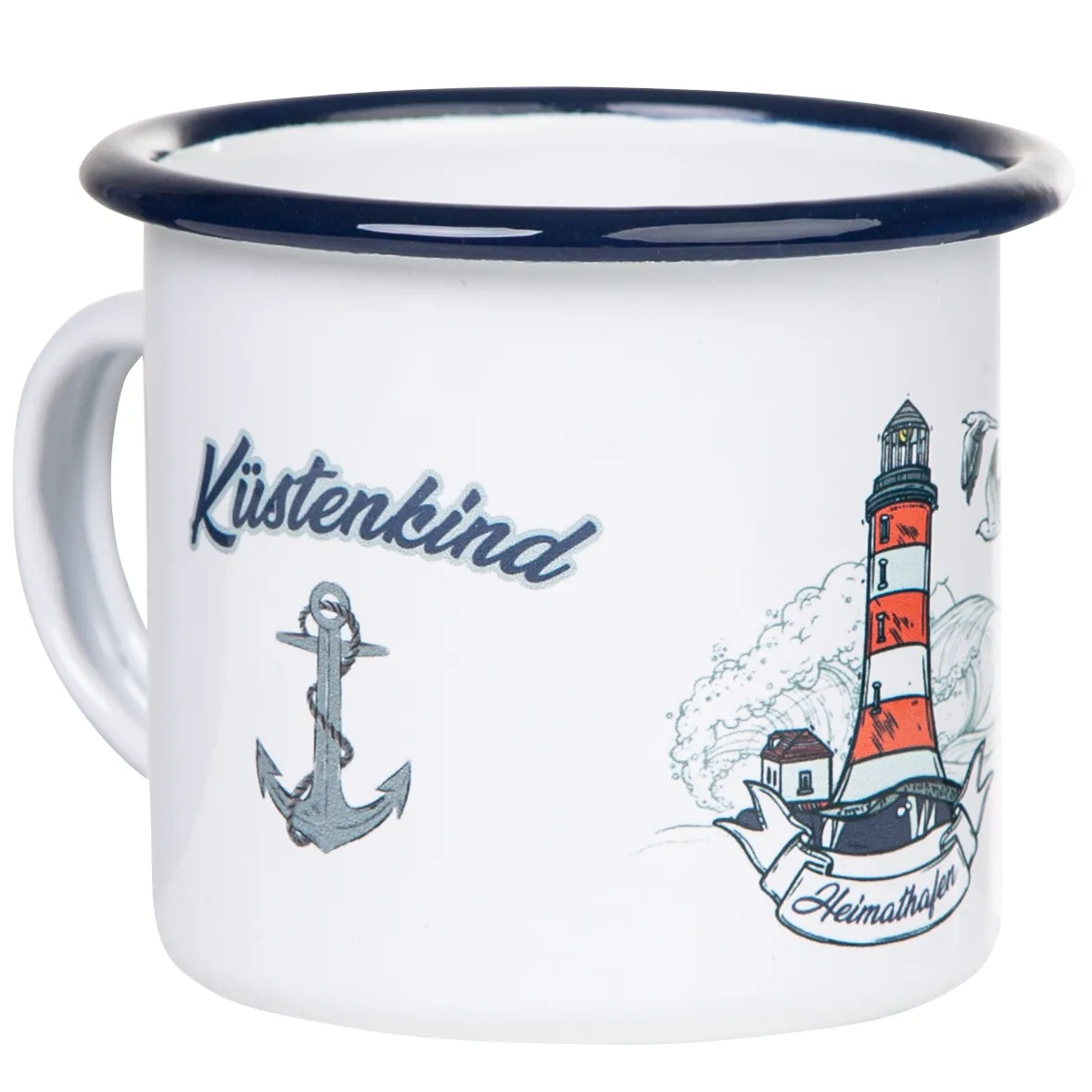 KÜSTENKIND - HEIMATHAFEN maritimer Emaillebecher