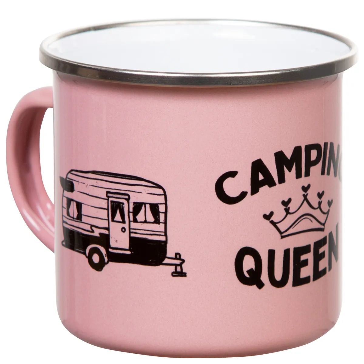 CAMPING QUEEN Emaillebecher altrosa