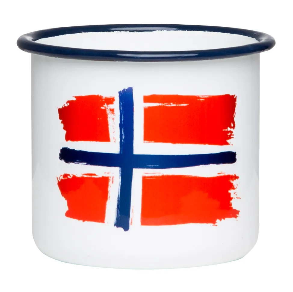 NORWEGEN Emaillebecher mit Flaggen Motiv