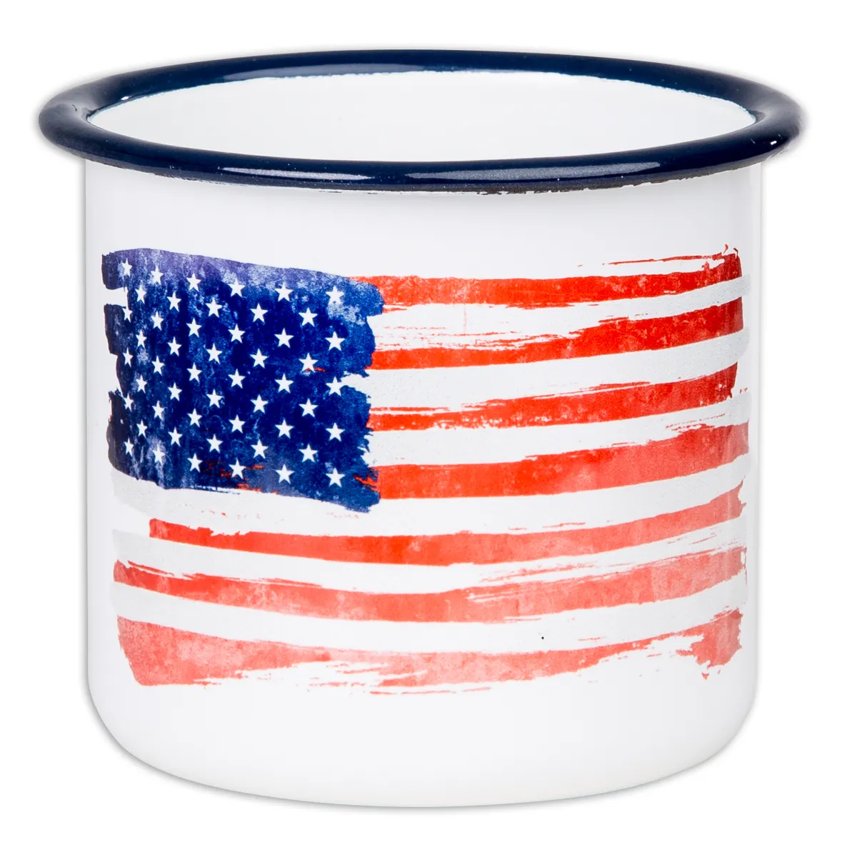 USA Emaillebecher mit Flaggen Motiv