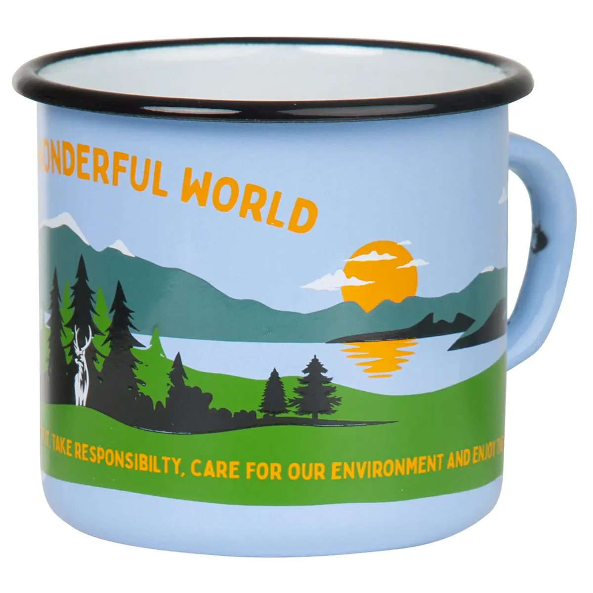 WONDERFUL WORLD - Emaillebecher in hellblau - 330ml