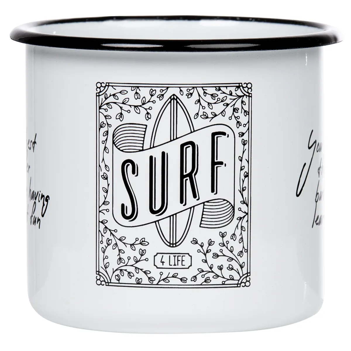 SURF Emaillebecher in weiß - Inhalt