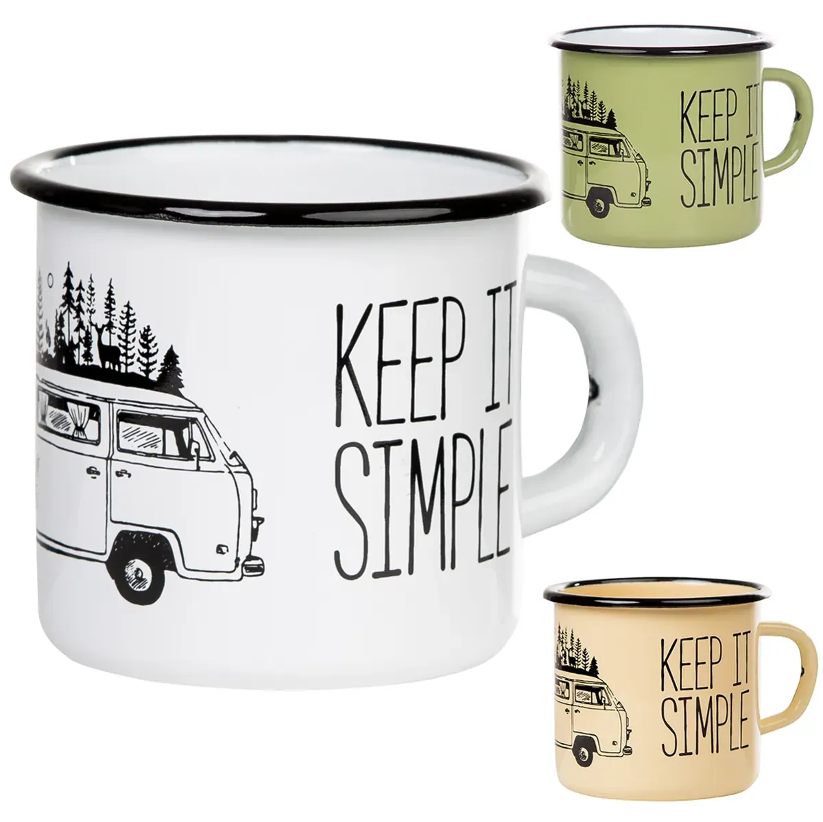 KEEP IT SIMPLE - TAKE IT EASY Emaillebecher - 330ml - verschiedene Farben