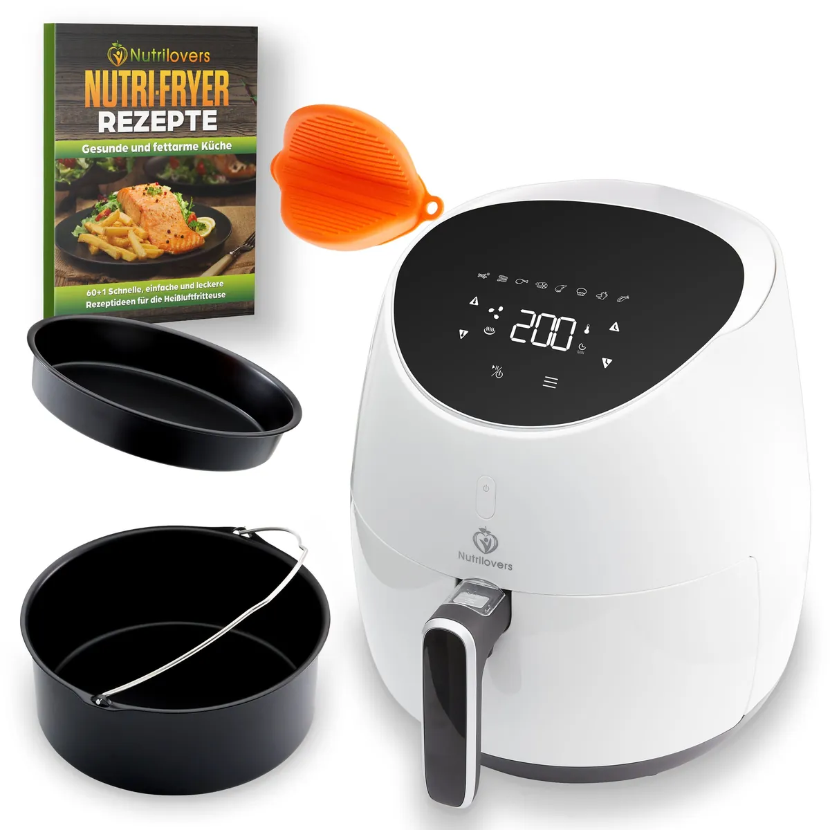 NUTRI-FRYER - WHITE - Heißluftfritteuse XXL 2000W 5.0 L mit Filter (B)