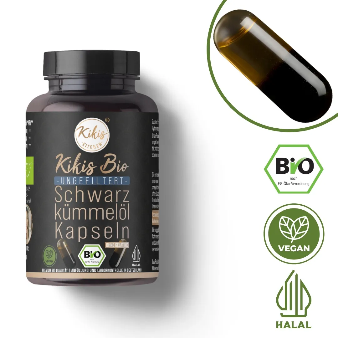 Kikis Schwarzkümmelöl Kapseln BIO - VEGAN - ungefiltert