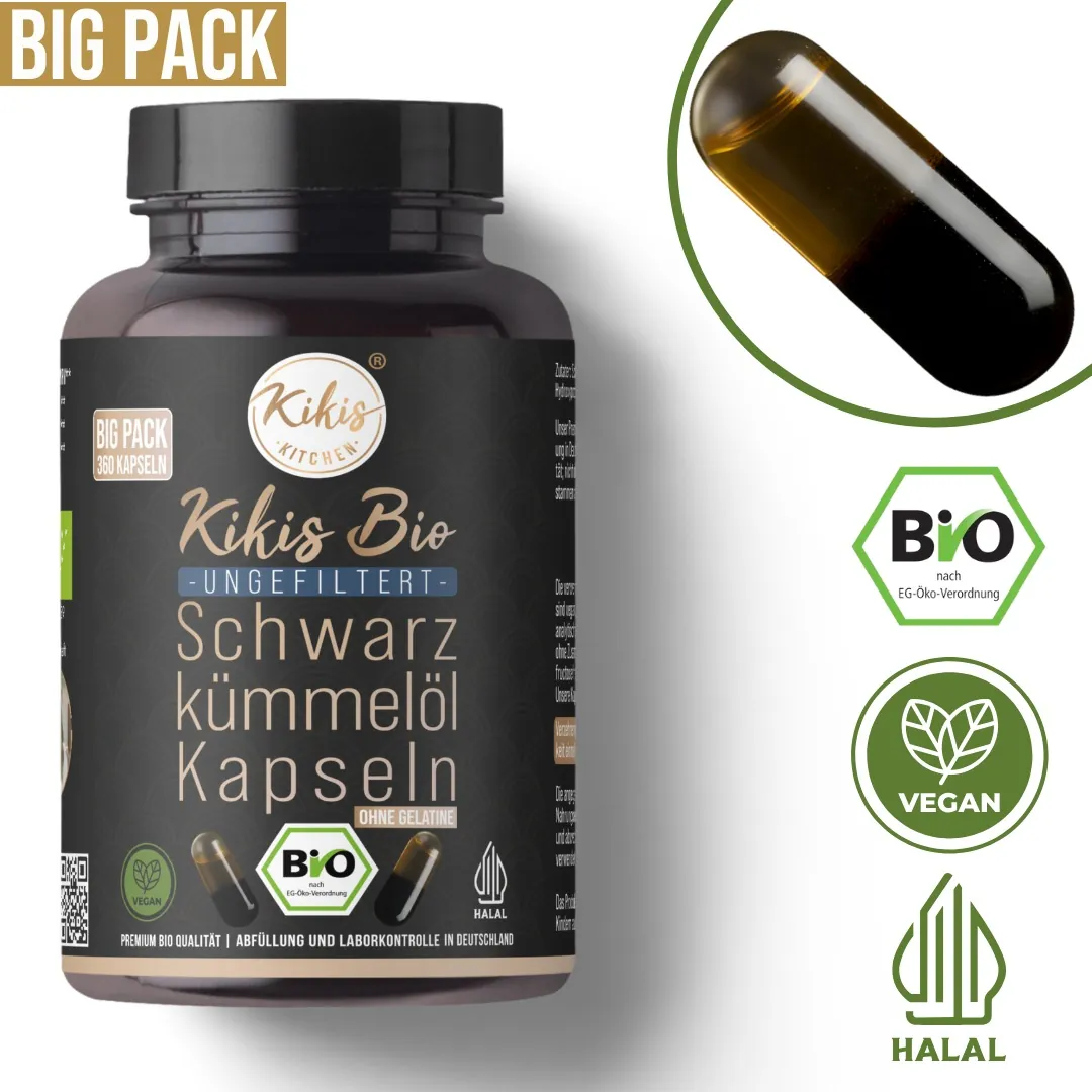 Kikis Schwarzkümmelöl BIGPACK Kapseln BIO - VEGAN - ungefiltert