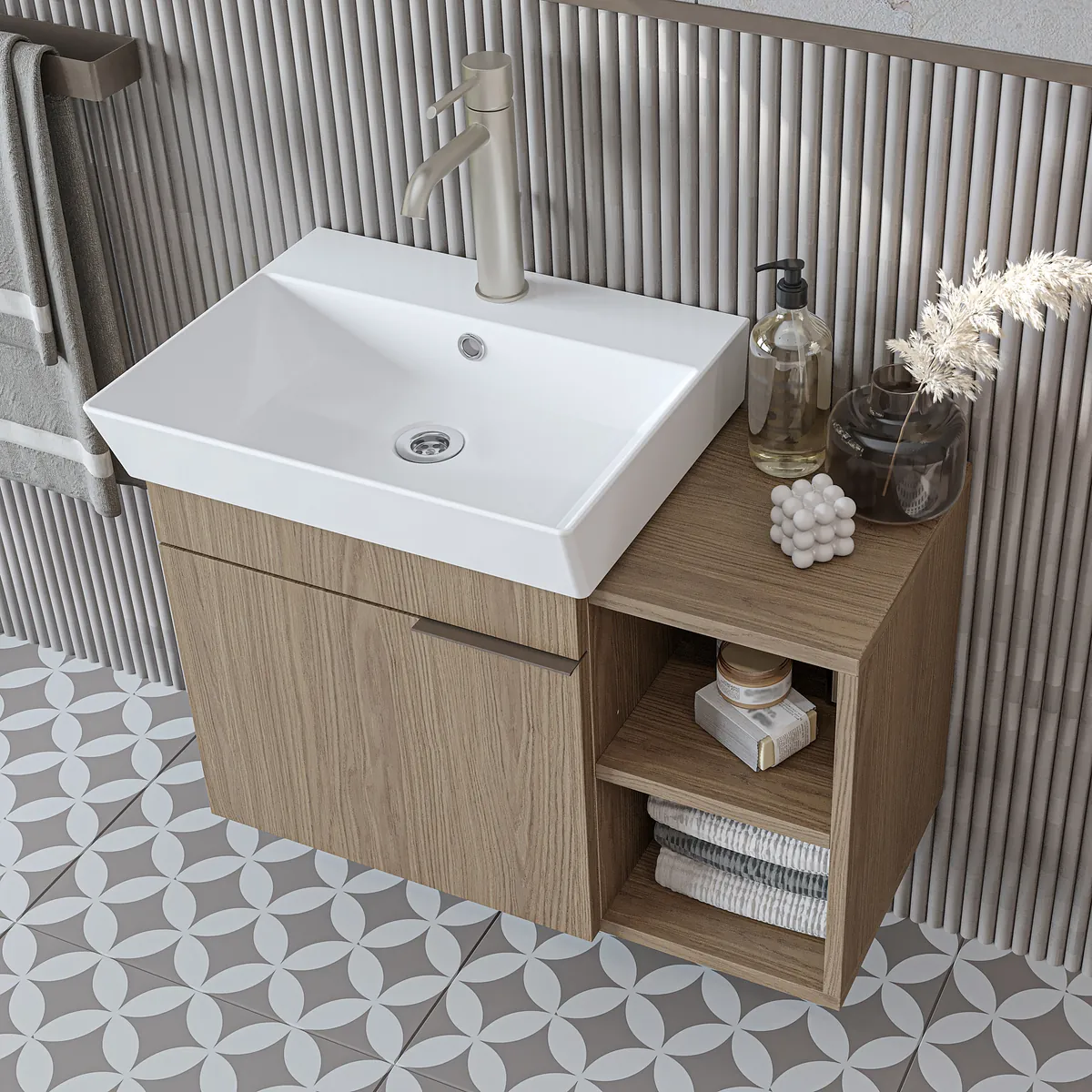 Roomart Badmöbel LYCIA 72 cm, Waschtisch mit Keramik-Waschbecken, in 4 Farben