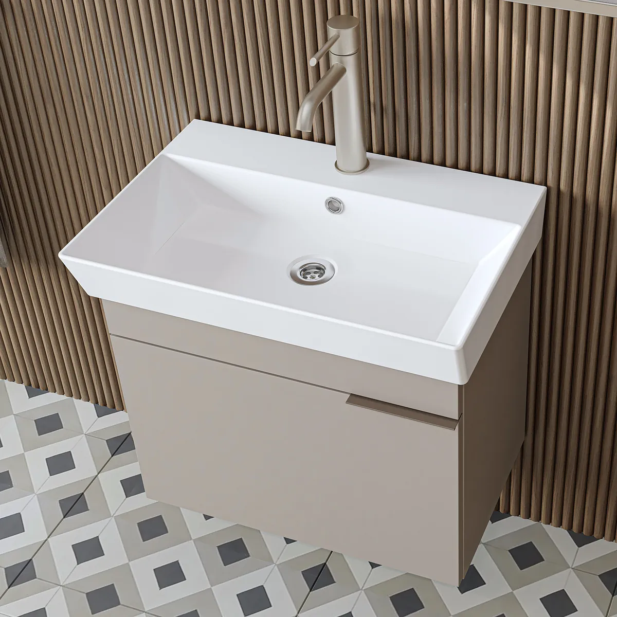 Roomart Badmöbel LYCIA 60 cm, Waschtisch mit Keramik-Waschbecken, in 4 Farben