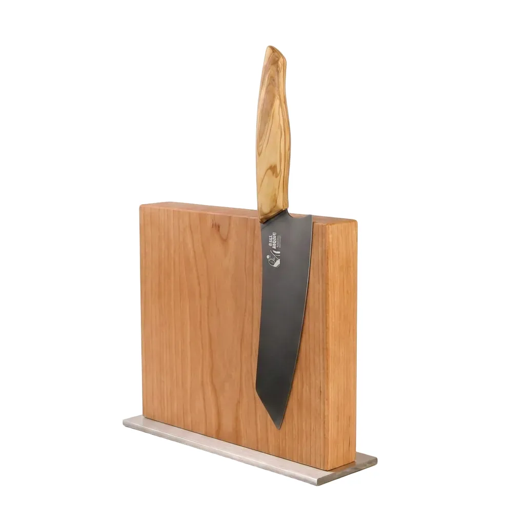 Messerblock aus Kirschbaum und Edelstahl