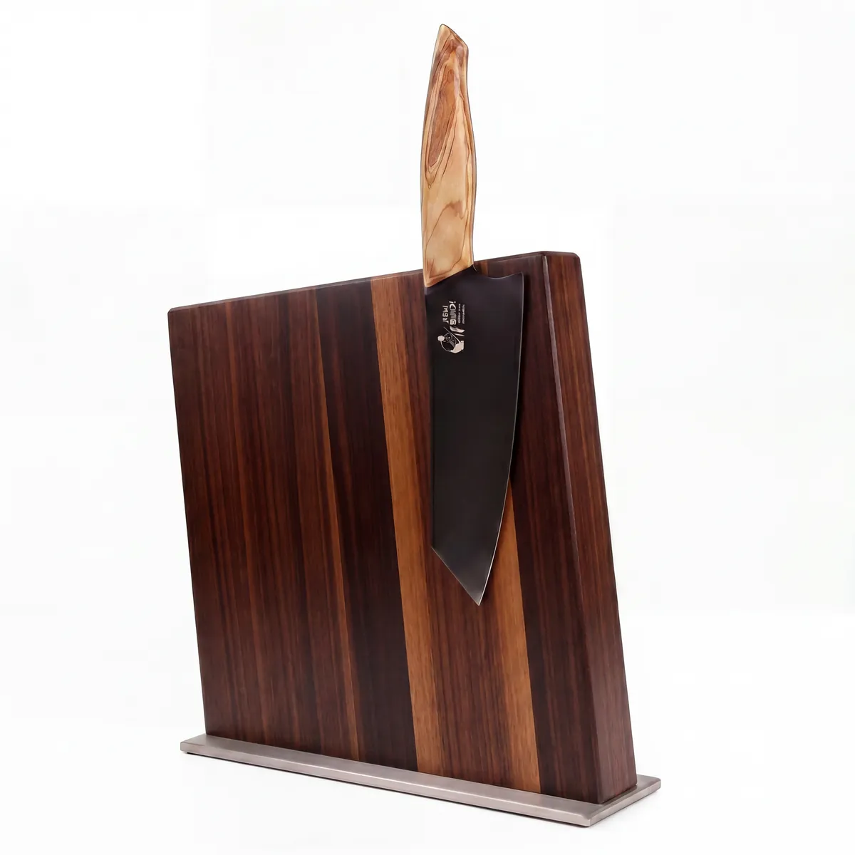 Designer Messerblock Nussbaum Edelstahl