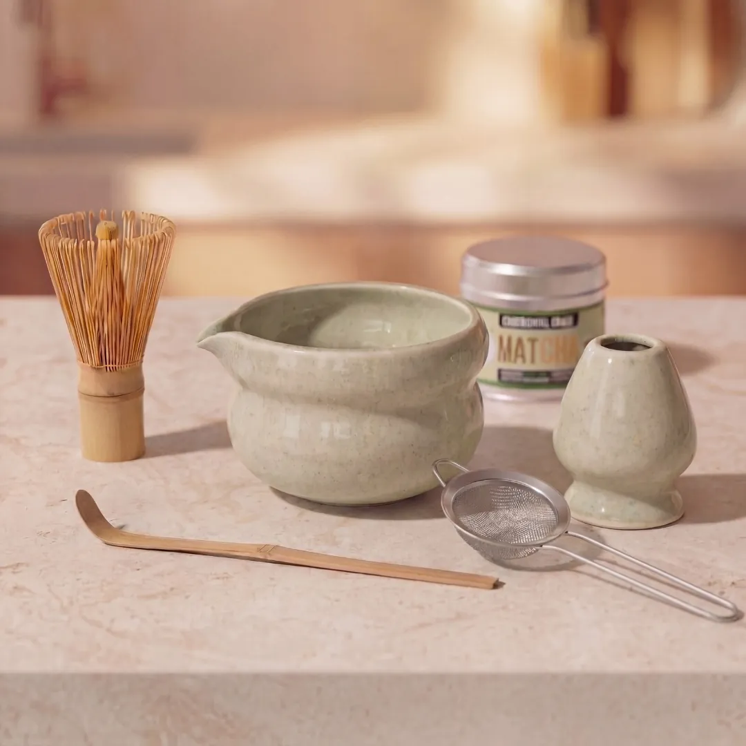 Kikis Matcha Set green - Chasen, Sieb, Schale, Halter & Löffel
