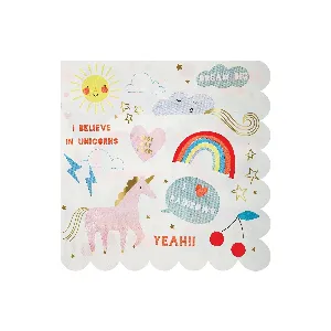 Meri Meri Papierservietten groß, I believe in Unicorns, 16 Stück