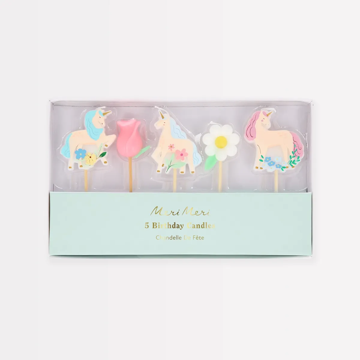 Meri Meri Kerzen Einhörner/Blumen, 5 Stück