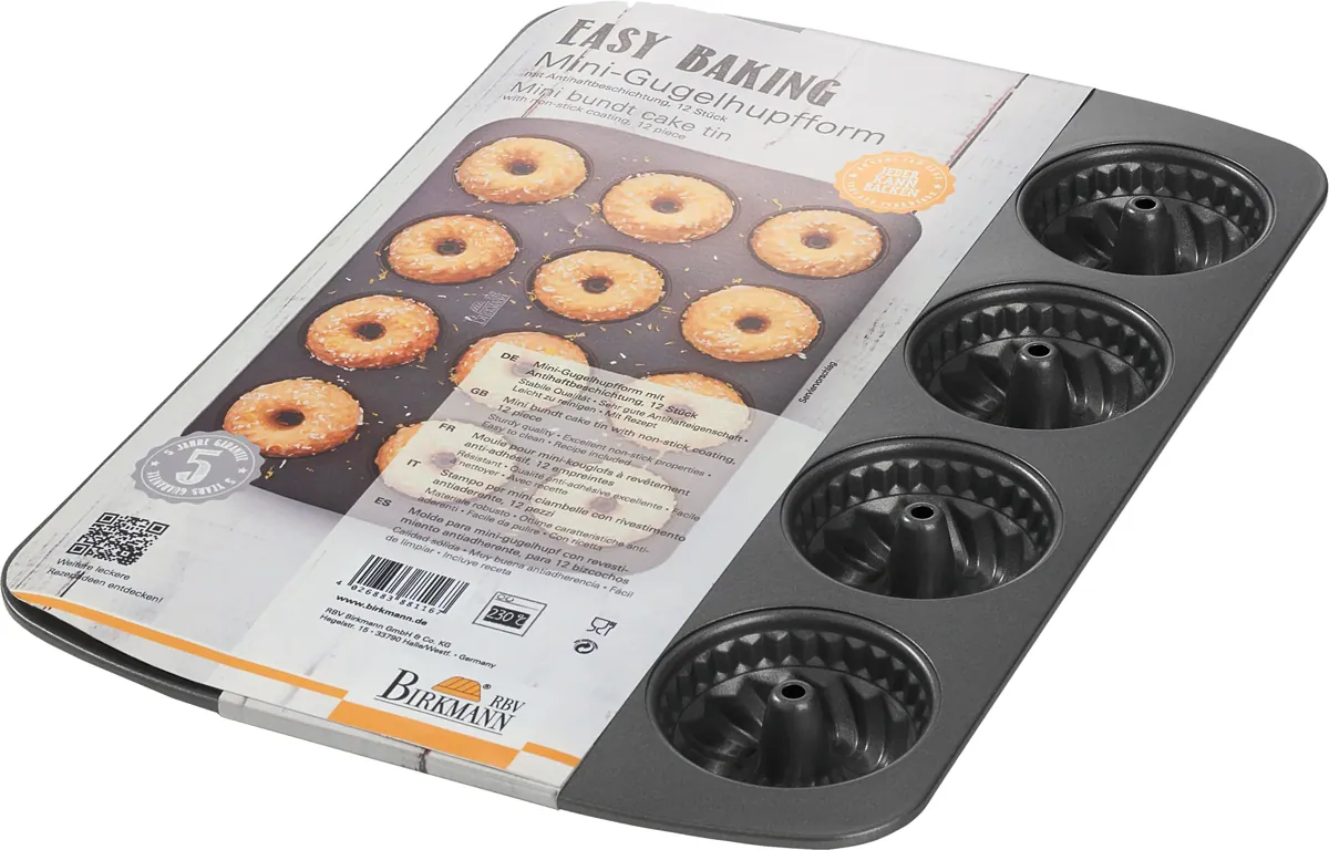-RBV Birkmann- "Easy Baking" Mini-Gugelhupfform 12Stück -Marken-Antihaftbeschichtung