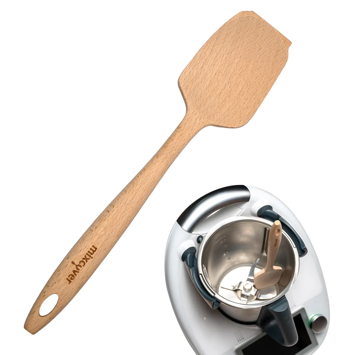 mixcover Nachhaltiger Holz-Spatel für Thermomix TM7 TM6,TM5,TM31 Drehkellenspatel Teigschaber