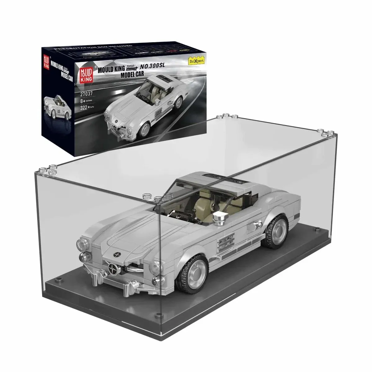 Mould King 27037 – 300SL Sportwagen Modellbausatz + Showcase