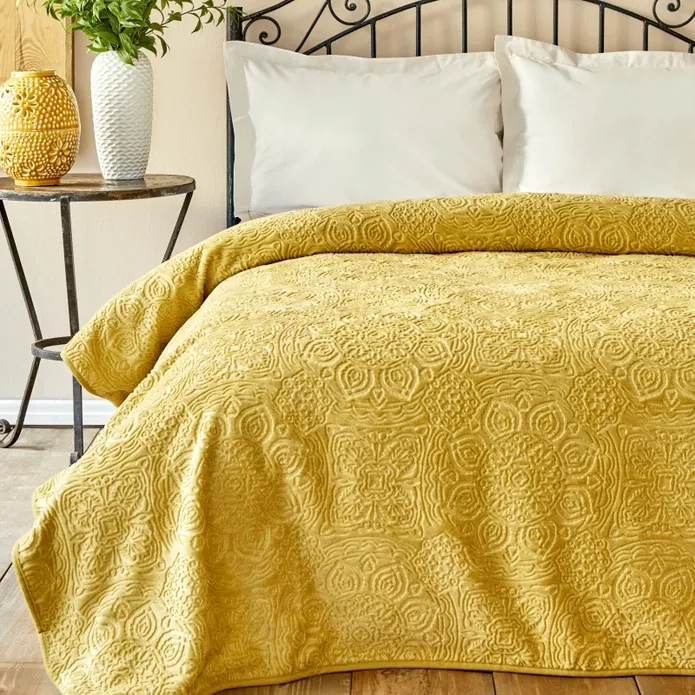 Karaca Home Scala Mustard Embossy Decke Doppel