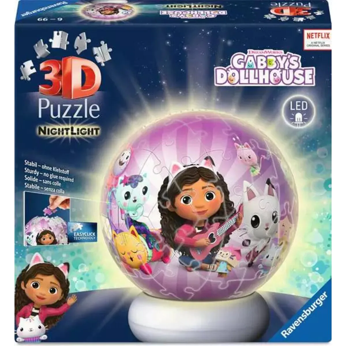 Ravensburger 12008059 3D Puzzle-Ball LED Nachtlicht Gabby's Dollhouse