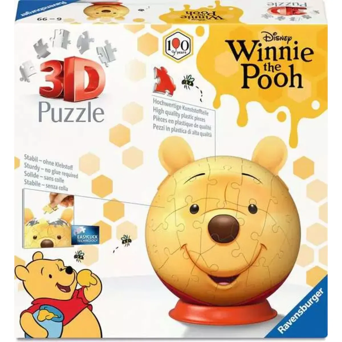 Ravensburger 12008070 3D Puzzle Ball 72 Puzzle-Ball Winnie Puuh mit Ohren