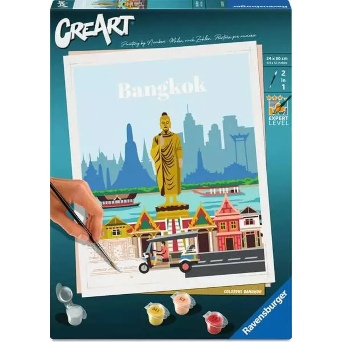 Ravensburger 12023095 CreArt Malen nach Zahlen Citys Farbenfrohes Bangkok