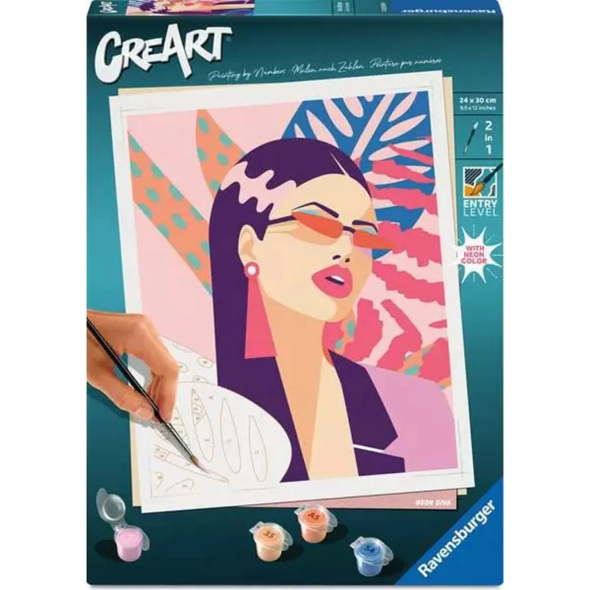 Ravensburger 12023099 CreArt Malen nach Zahlen Adults Trend Neon Diva