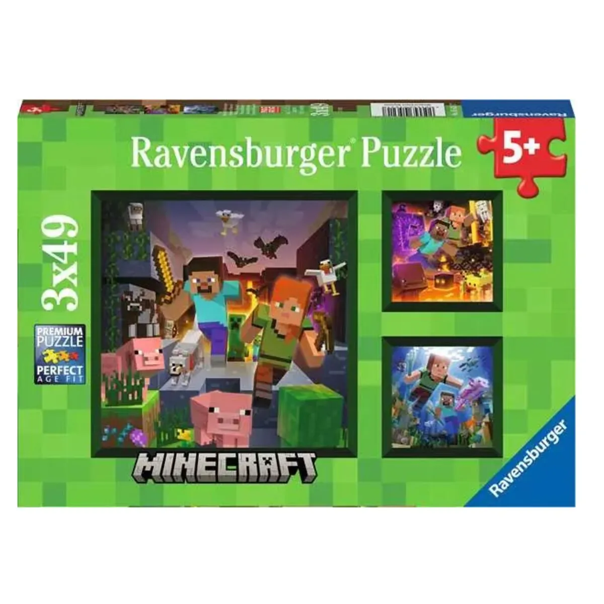 Ravensburger Puzzle - Minecraft Biomes, 3x49 Teile