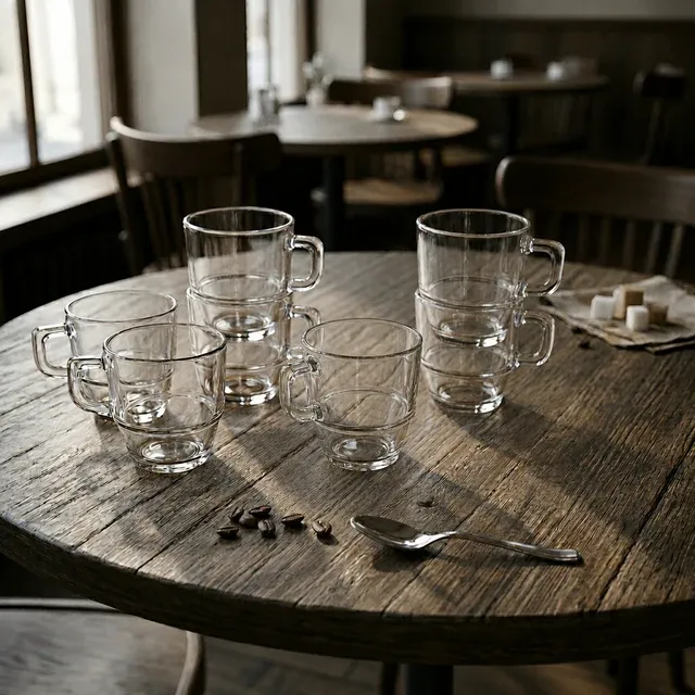 RCR Caffè 6-teiliges Mokka-Espressotassen-Set für 6 Personen, 120 ml, Transparent