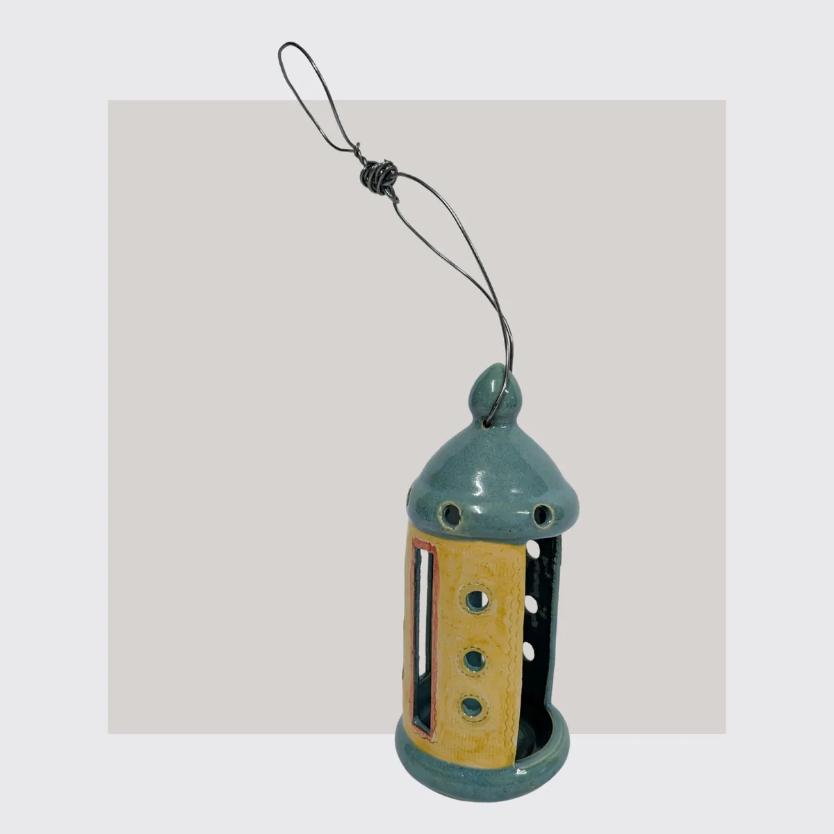 Windlicht Seladon bemalt
