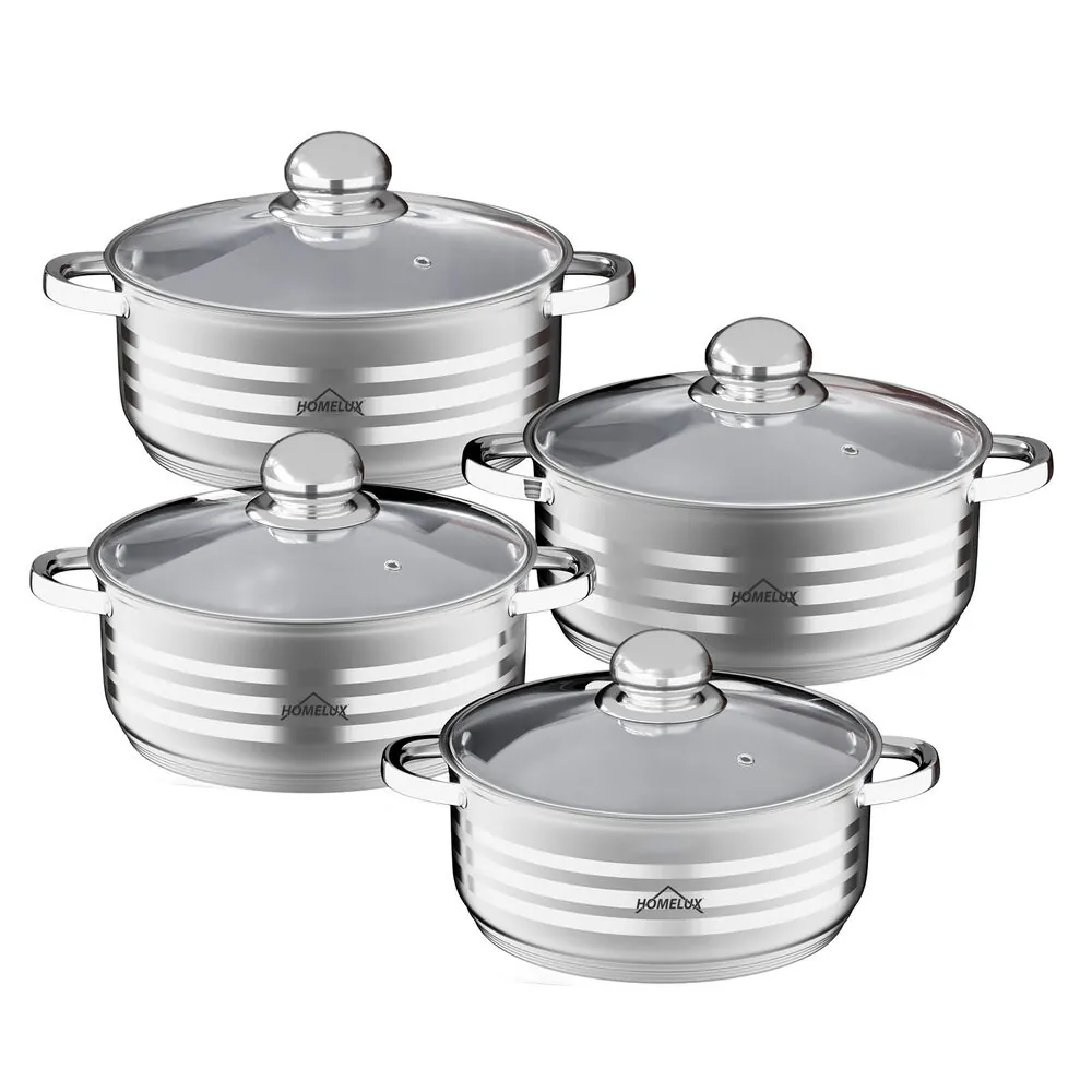 8-teilig Kochtopfset Induktion Homelux Glasdeckel Spülmaschinenfest Kompatibel mit allen Herdarten Langlebige Konstruktion klassisches Design