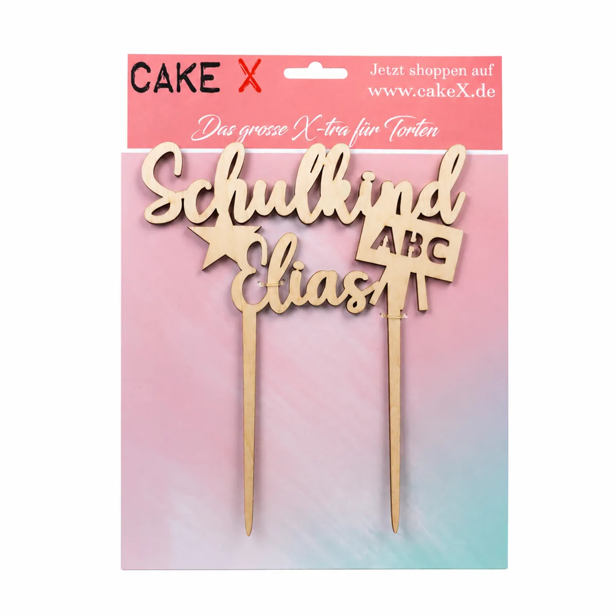 Caketopper Schulkind Elias Holz