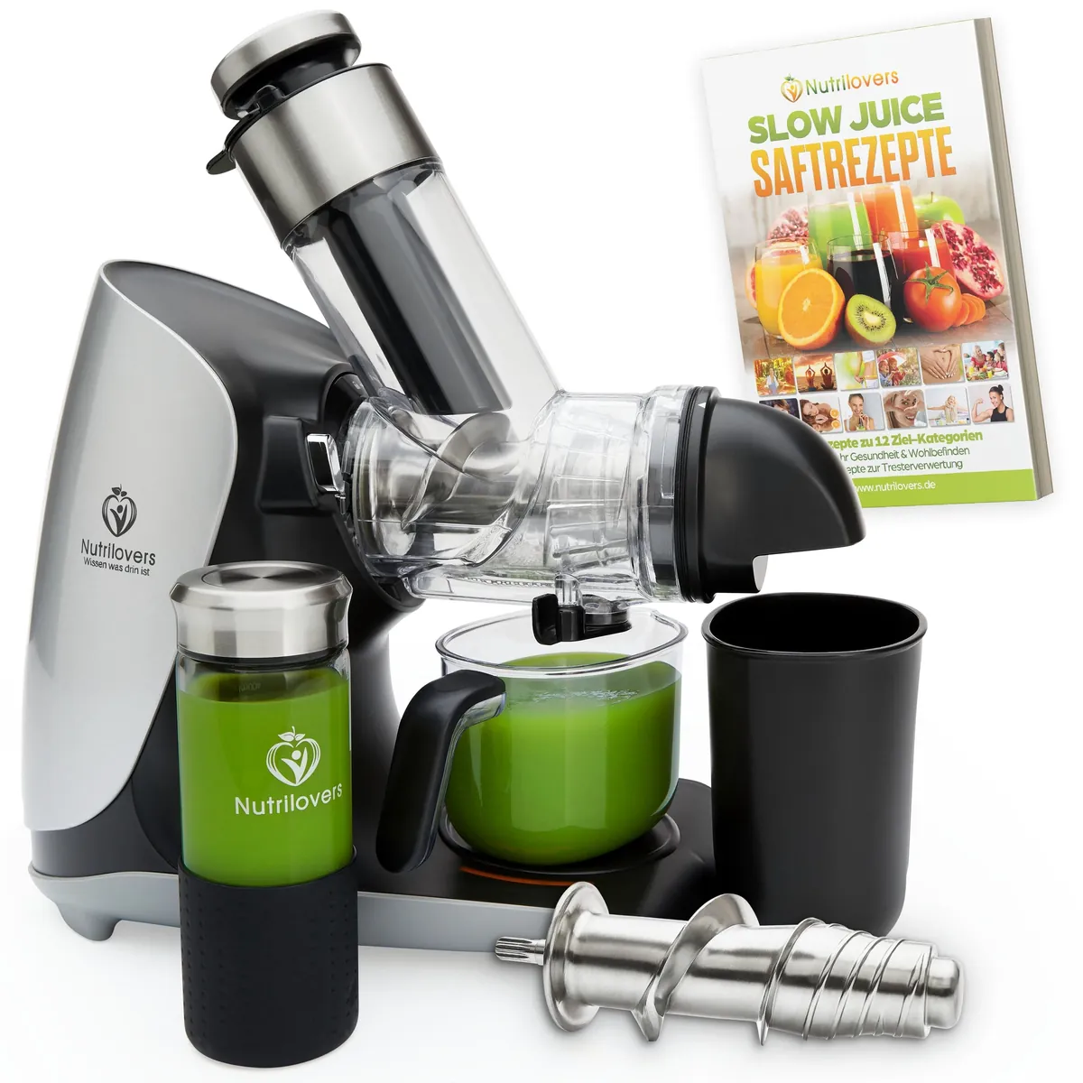 GREEN-PRESS MAX EDELSTAHL (B) Entsafter Slow Juicer mit Edelstahl-Pressschnecke