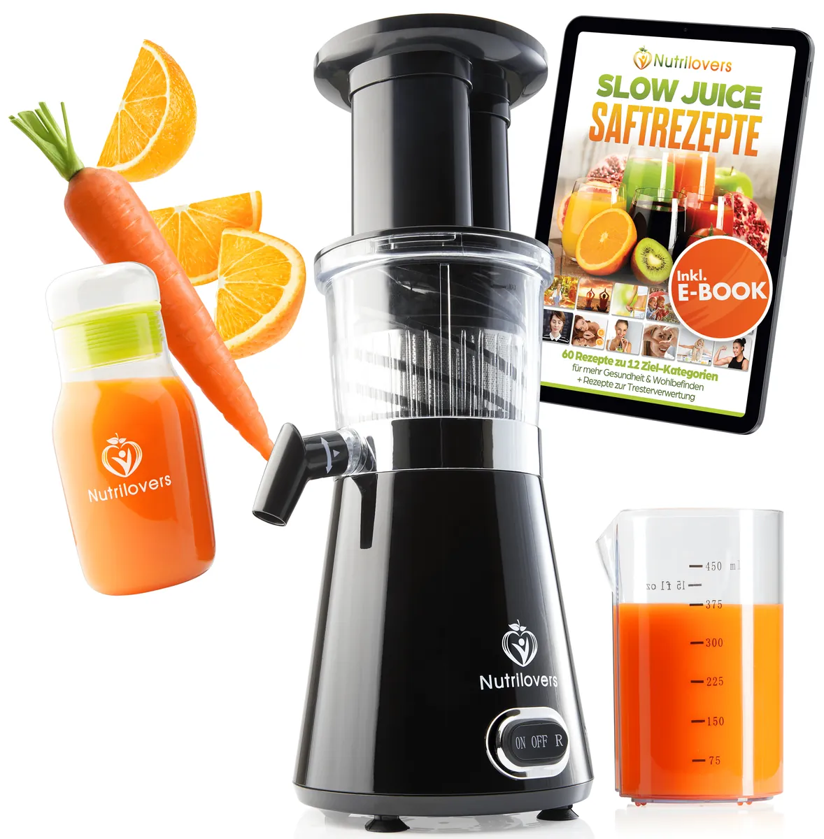 NUTRI-PRESS (B) Black Pepper Slow Juicer für Einsteiger | BPA-Frei
