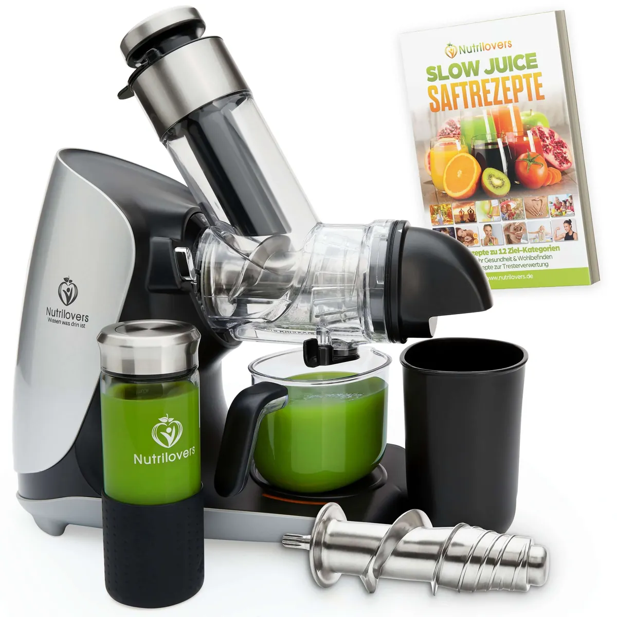 Slow Juicer GREEN-PRESS MAX EDELSTAHL Entsafter mit Edelstahl-Schnecke