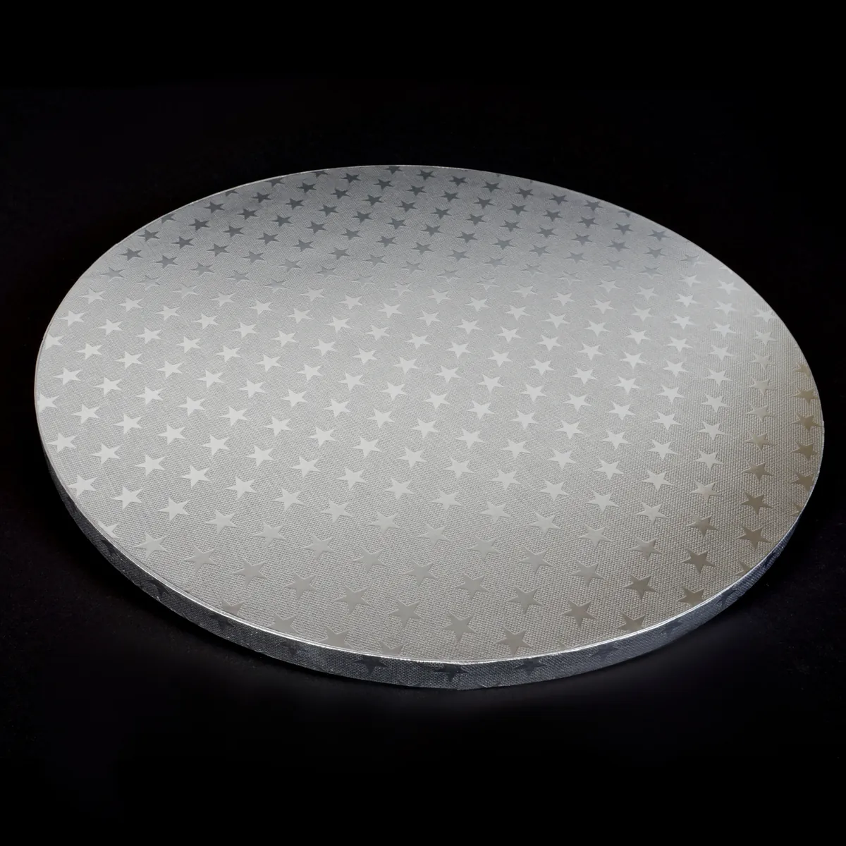 5x Cakeboard silber 30cm 12mm mit Sternenmuster