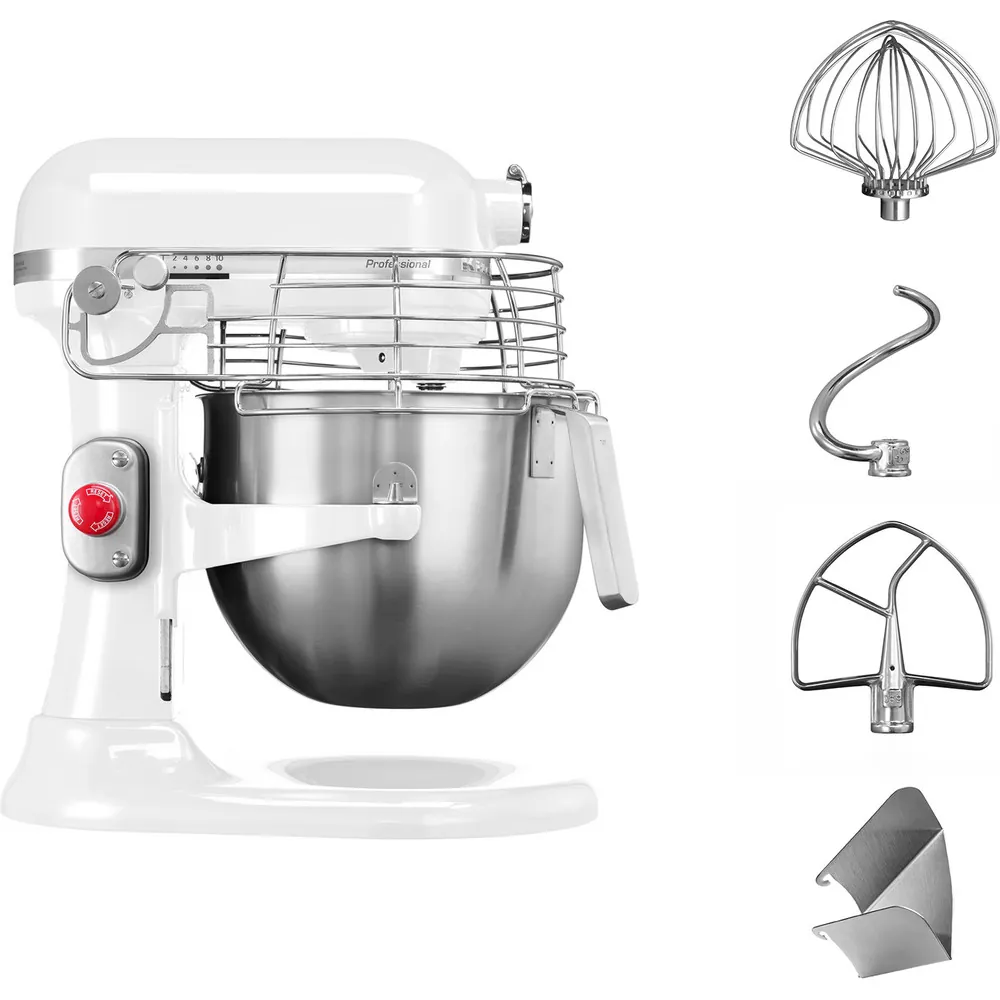 KitchenAid 6,9 L PROFESSIONAL Küchenmaschine mit Schüsselheber 5KSM7990XEWH Weiss