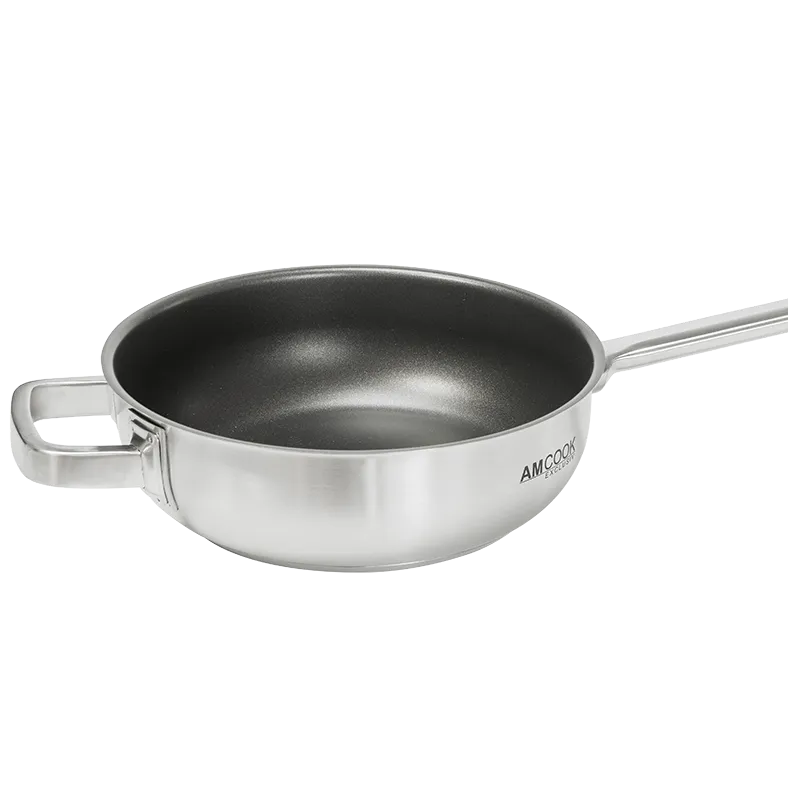 Edelstahl Wok mit Stiel, antihaftbeschichtet Ø 24 cm