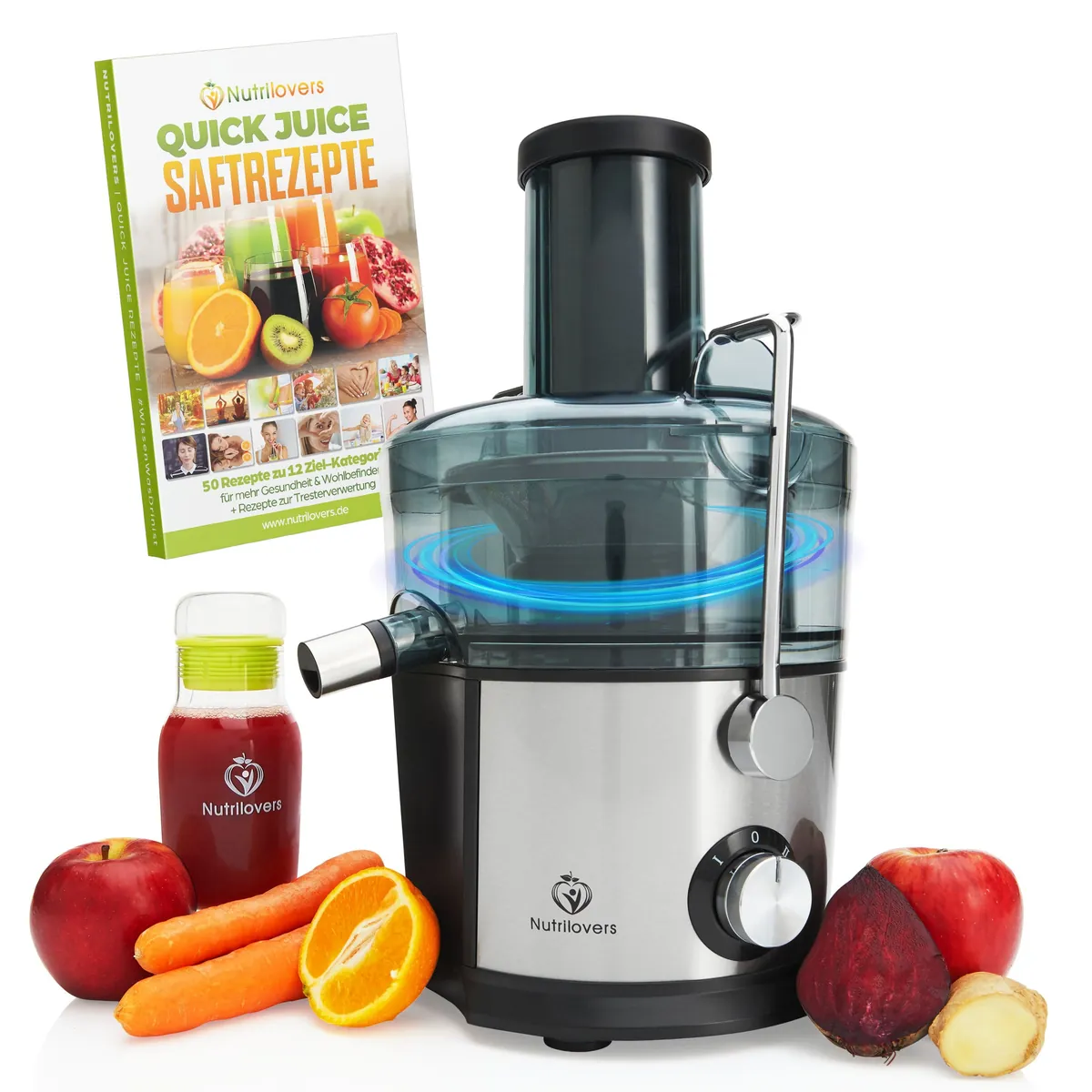 QUICK-JUICER (B) Zentrifugal-Entsafter mit XXL-Einfüllöffnung und Edelstahl-Sieb